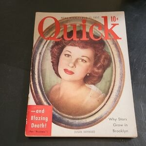 VINTAGE QUICK MAGAZINE with SUSAN HAYWARD on the COVER- AUGUST 1952